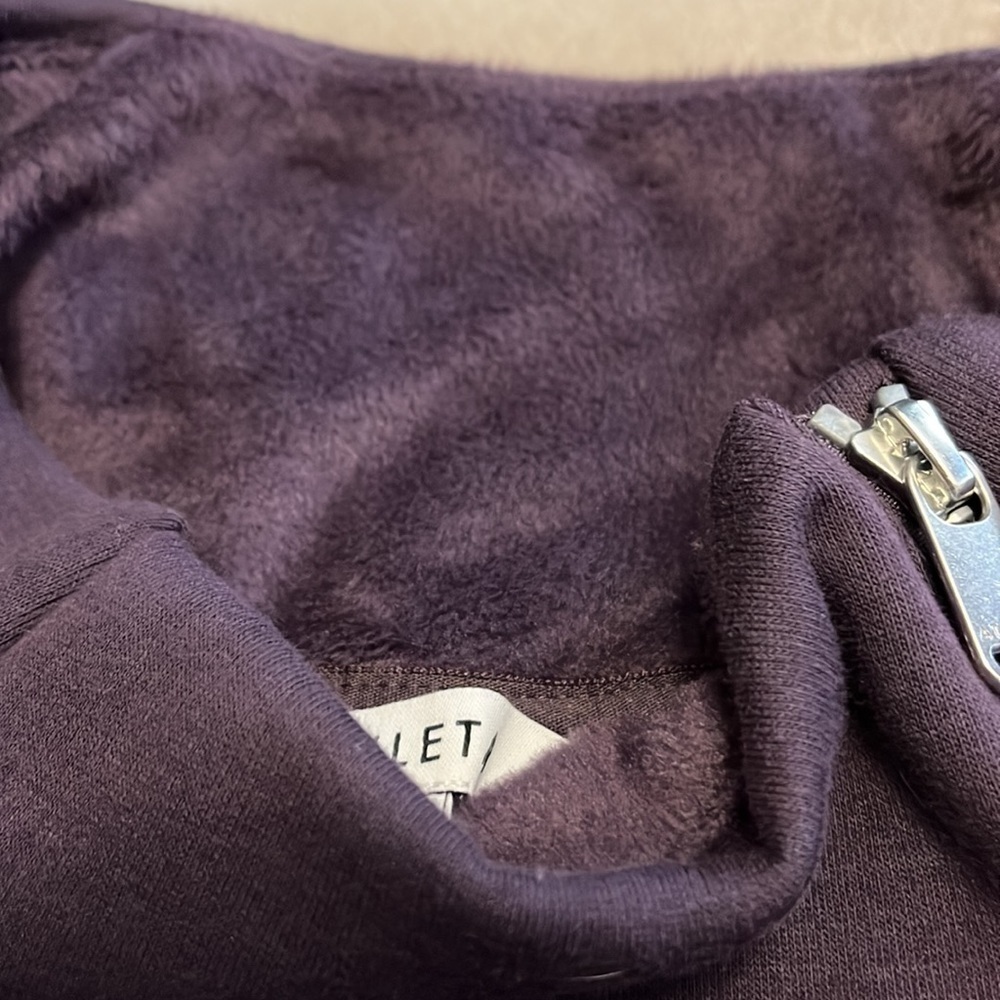 Athleta softest fleece lined crossover funnel neck pullover in grape color, M - Picture 2 of 15